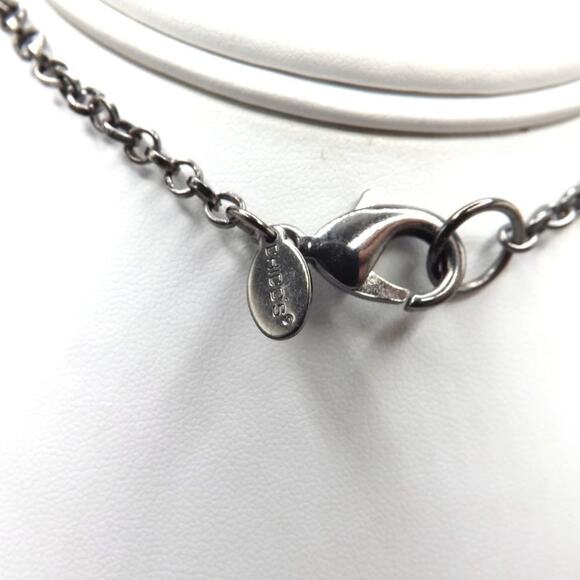 Chico's Long Acrylic Beaded Necklace, Square Chain, Filigree End Caps, 33 Inches - Picture 4 of 9